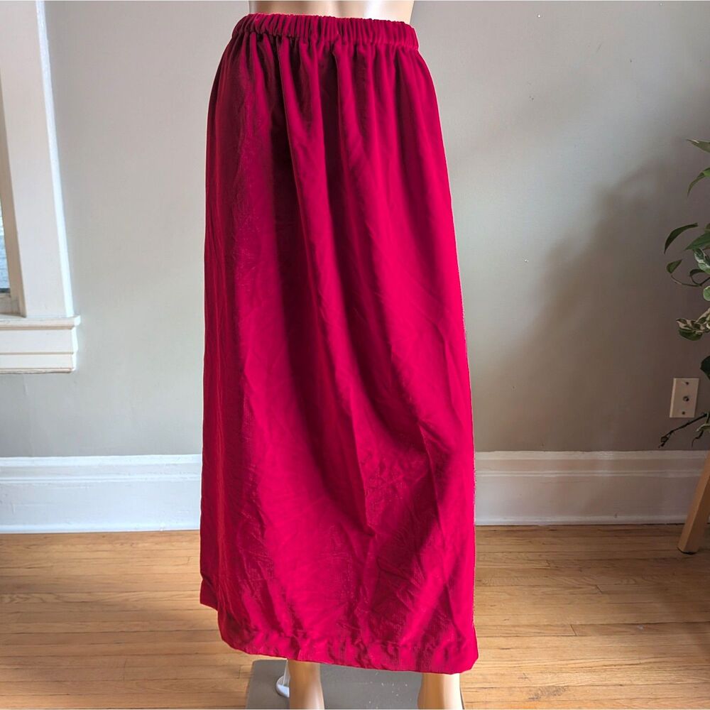 Vintage Handmade Red Velvet Midi Skirt Holidays Whimsigoth Academia Size XL